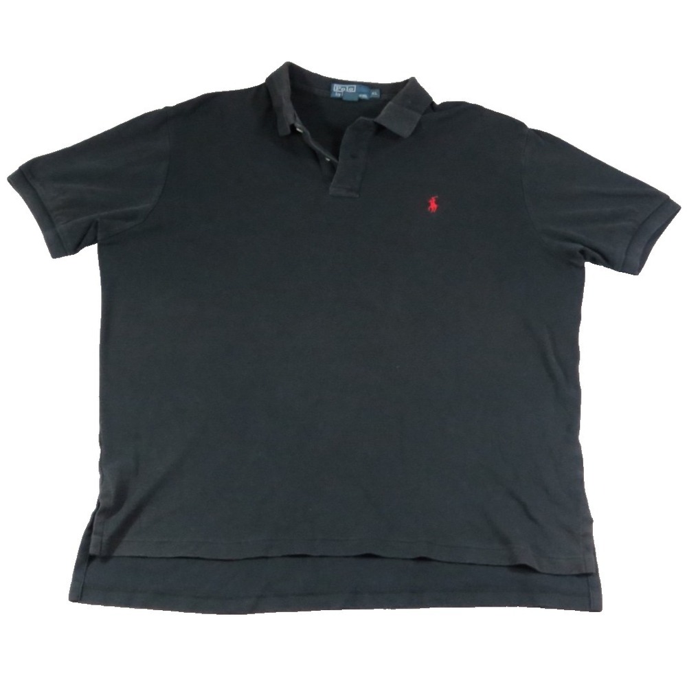 Polo Ralph Lauren Shirt Men XL Black Mesh Short Sleeves Red Pony Cotton Classic